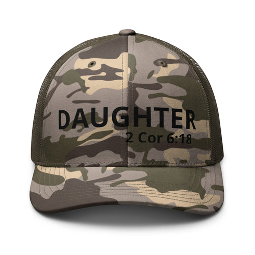 Camouflage Christian cap with a "Daughter 2 Corinthians 6:18" as text