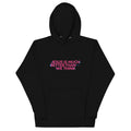 Dark gray Christian hoodie with pink text saying "Jesus is much better than we think" 